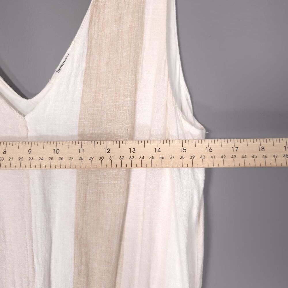 SPLENDID Women's Jumpsuit Linen Blend SMALL Beige Stripe‎ Wide Leg RS2R091 - Picture 4 of 11